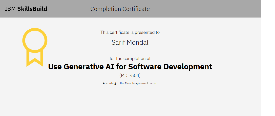 IBM Gen AI Certificate